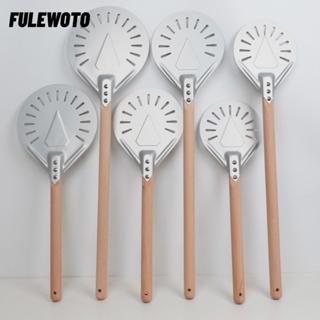 FILEWOOTO Xoay Pizza Peel Paddle, 7 / 8 inch Tay cầm bằng gỗ Xẻng Pizza Nhôm, Phụ kiện lò nướng bánh Pancake đục lỗ chống trượt chuyên nghiệp