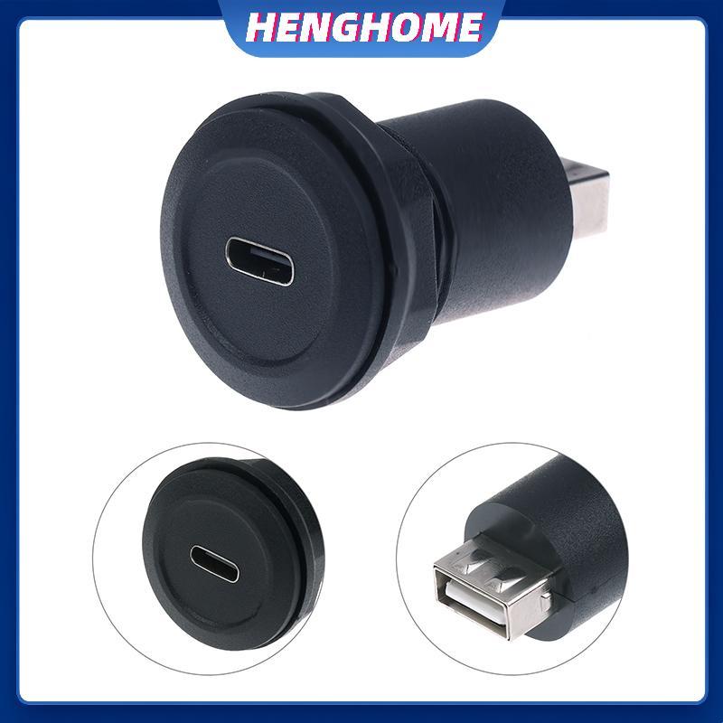 HENGHOME USB C Nữ Sang USB Một Đầu Nối Nữ Tròn Flush Panel Gắn Bộ Chuyển Đổi Mở Rộng Vách Ngăn Passt