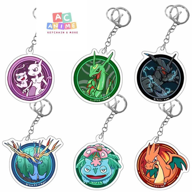 Móc khoá Pokemon Gengar Mewtwo Psyduck Venusaur Charizard Blastoise Acrylic Keychain Decoration Anim