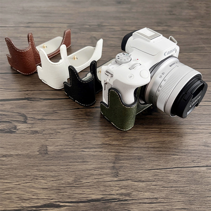 Thích hợp cho Canon R50 R100 Half-Pack Camera Pattern Vải Lanchee Đế Canon R50 / R100 Da Bảo Vệ