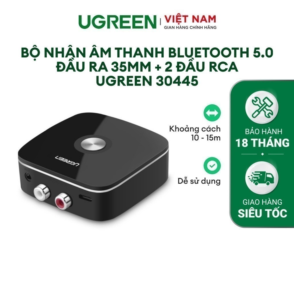 UGREEN 30445 Bộ nhận âm thanh Bluetooth 5.0 đầu ra 3,5mm + 2 đầu RCA BH