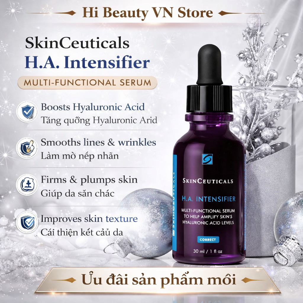 Tinh Chất Hyaluronic Acid (HA) Cấp Ẩm Giúp Da Căng Mịn, Bóng Mượt và Săn Chắc SkinCeuticals H.A. Int