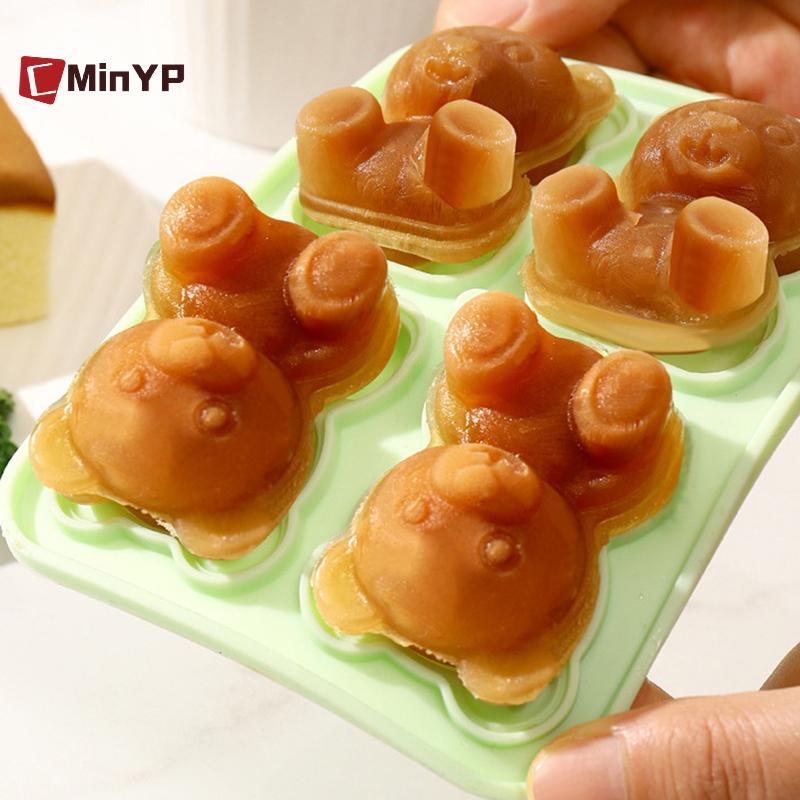 CMinYP 3D Bear Ice Cube Mold Bear Ice Cube Tray, Máy làm bóng đá silicon dễ dàng tháo rời, Khay đựng