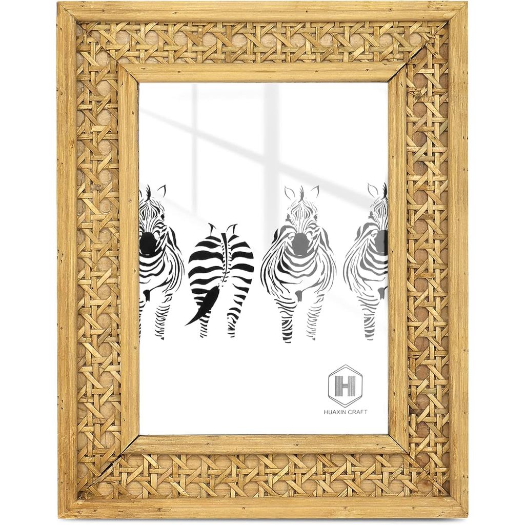 Khung ảnh mây 4x6, Khung ảnh mộc mạc Wicker Boho, Bàn đứng Cany cổ điển (4x6 inch)