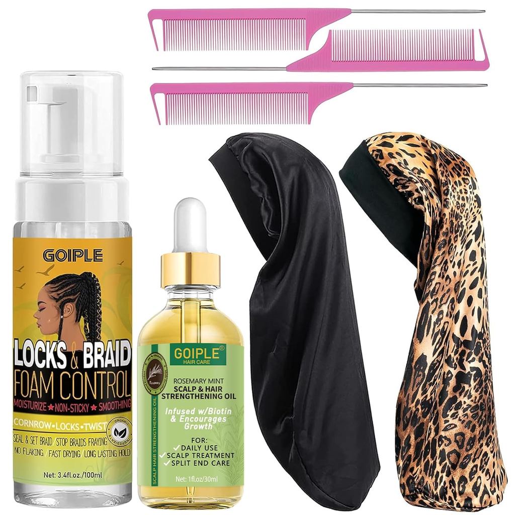 Bộ Mousse & Dầu Tạo Kiểu Tóc Goiple Cho Bím Tóc, Xoắn, Locs - No Flake Mousse Cho Phong Cách, Độ Ẩm 