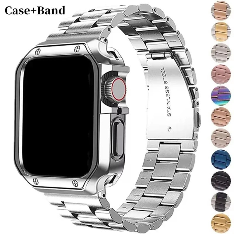 Ốp Bảo Vệ TPU + Dây Đeo Kim Loại Cho Apple Watch Ultra Band 49mm 45 / 44mm 41mm 40 / 38 Vòng Tay Ino