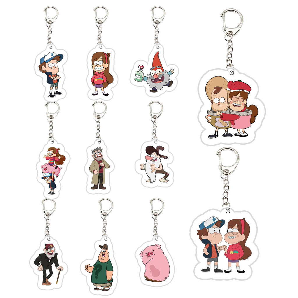 Acrylic Gravity Falls Keyring Key Chains Cute Gravity Falls KeyChain Pendant KeyRing for Accessories