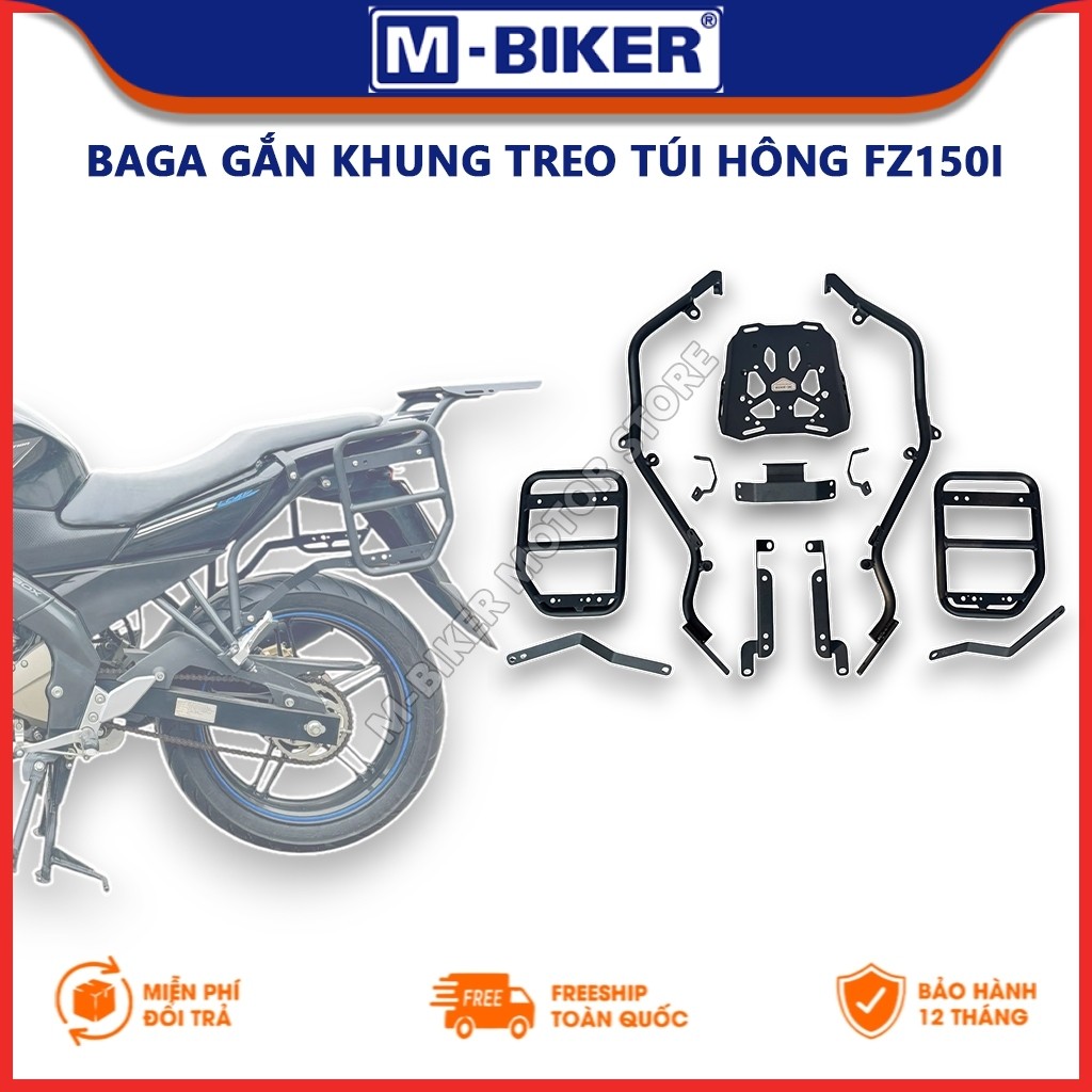 Baga sau FZ150, Baga hông FZ150, Baga sau gắn khung treo túi hông cho Yamaha FZ150 | M-Biker