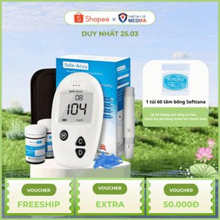 [TRỌN BỘ] Máy Đo Đường Huyết Sinocare Safe-Accu Chính Hãng, Bảo Hành Trọn Đời, Kèm Bút Chích Máu, 25 Que & 25 Kim