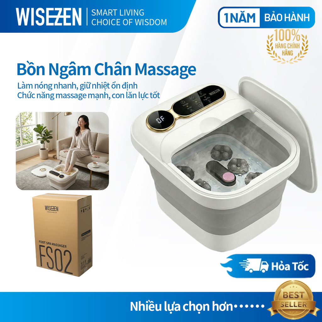 Bồn Ngâm Chân Massage Gấp Gọn Wisezen Chậu Ngâm Chân Massage Tự động Với Con Lăn Và Hồng Ngoại Sục Khí