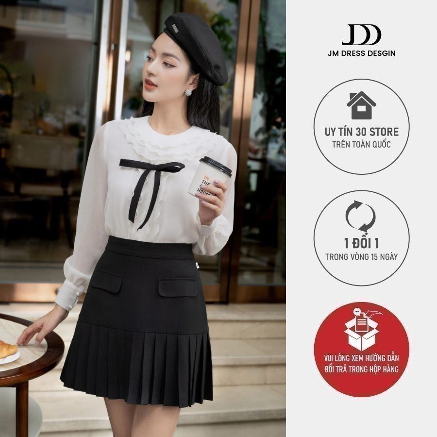 Áo sơ mi thiết kế JM Dress Design bèo cổ tròn 2S26.2309OG