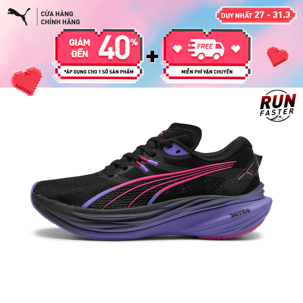 Giày Chạy Bộ PUMA Nữ Deviate NITRO 3 DT Wns Black-Fluro Pink Pes Màu Đen