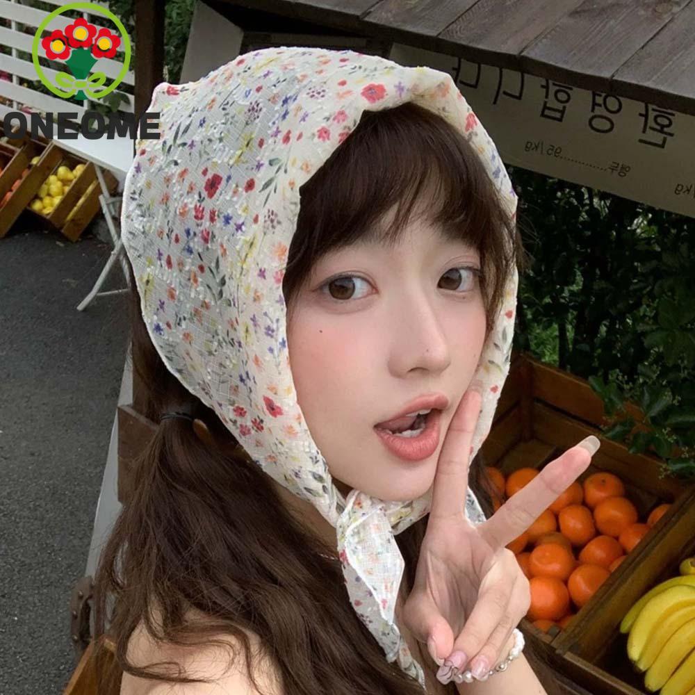 ONEOME Khăn trùm đầu hoa, khăn hijab lụa mỏng - Style bohemian cho mùa xuân