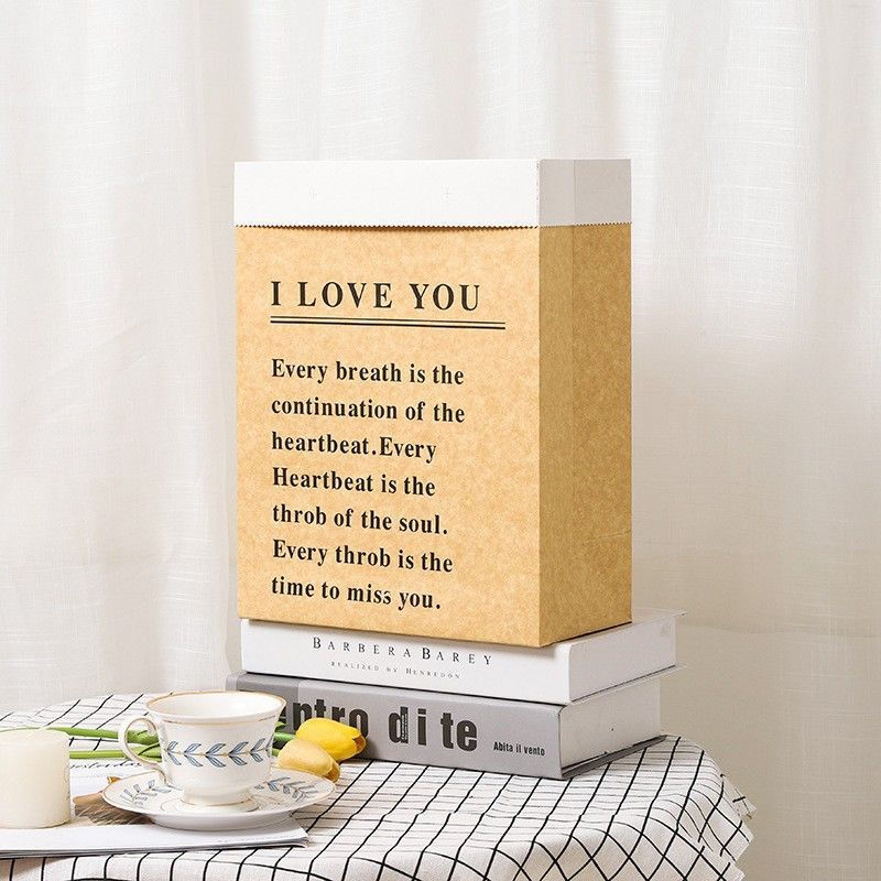 [Giảm Giá] Túi Tote Màu Kraft Túi Tiếng Anh ins Túi Giấy Phong Cách Kraft Túi Giấy Bảo Quản Lớn Kích