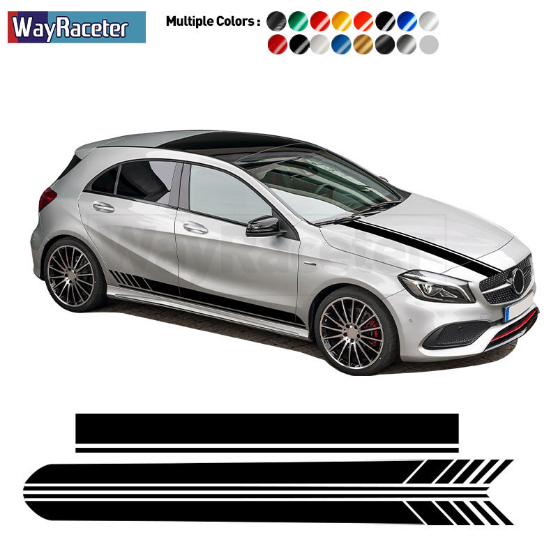 Phiên Bản 1 AMG Xe Hood Decal Bên Sọc Váy Miếng Dán Cho Xe Mercedes Benz A Class W177 V177 A35 A45 A