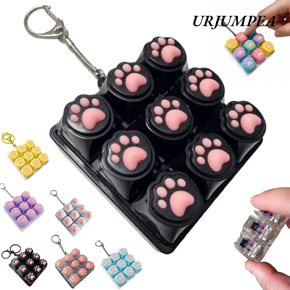 URJUMPEA Fidget Móc Khóa, Nút Phím 9 Phím Bàn Phím Clicker Đồ Chơi, Thư Giãn Hình Mèo Vượt Qua Thời 
