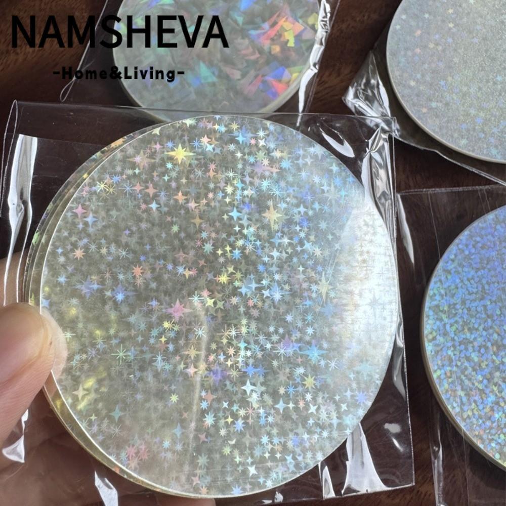 NAMSHEVA 100 Chiếc Phim Huy Hiệu Trong Suốt, Họa Tiết Ngôi Sao Nhiều Kiểu Vỏ Huy Hiệu Phim Laser, Vò