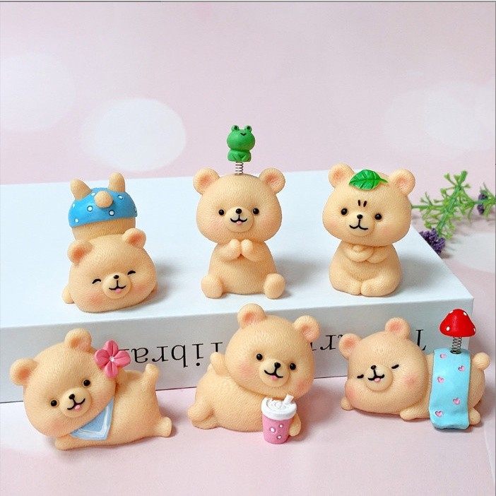 Decor bàn học gấu nâu relax trang trí tiểu cảnh, terrarium, XiuXiu DIY Store