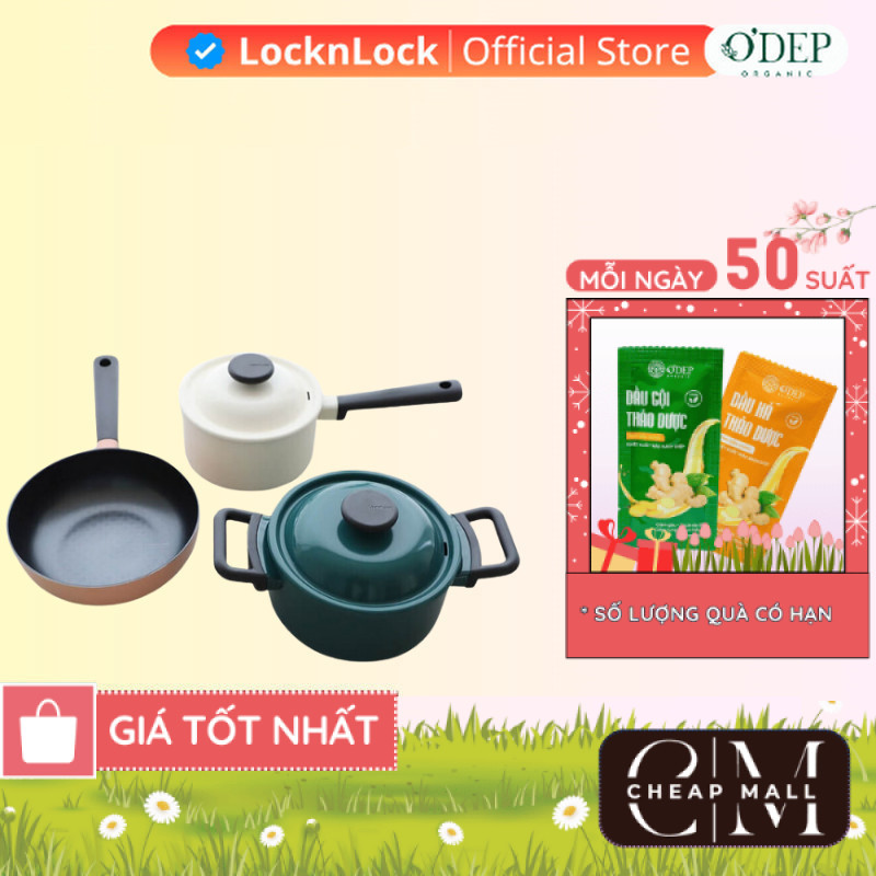 Bộ nồi chảo sâu lòng LocknLock 3 món Decore  LDE1181IHS01 - CHEAP CMO