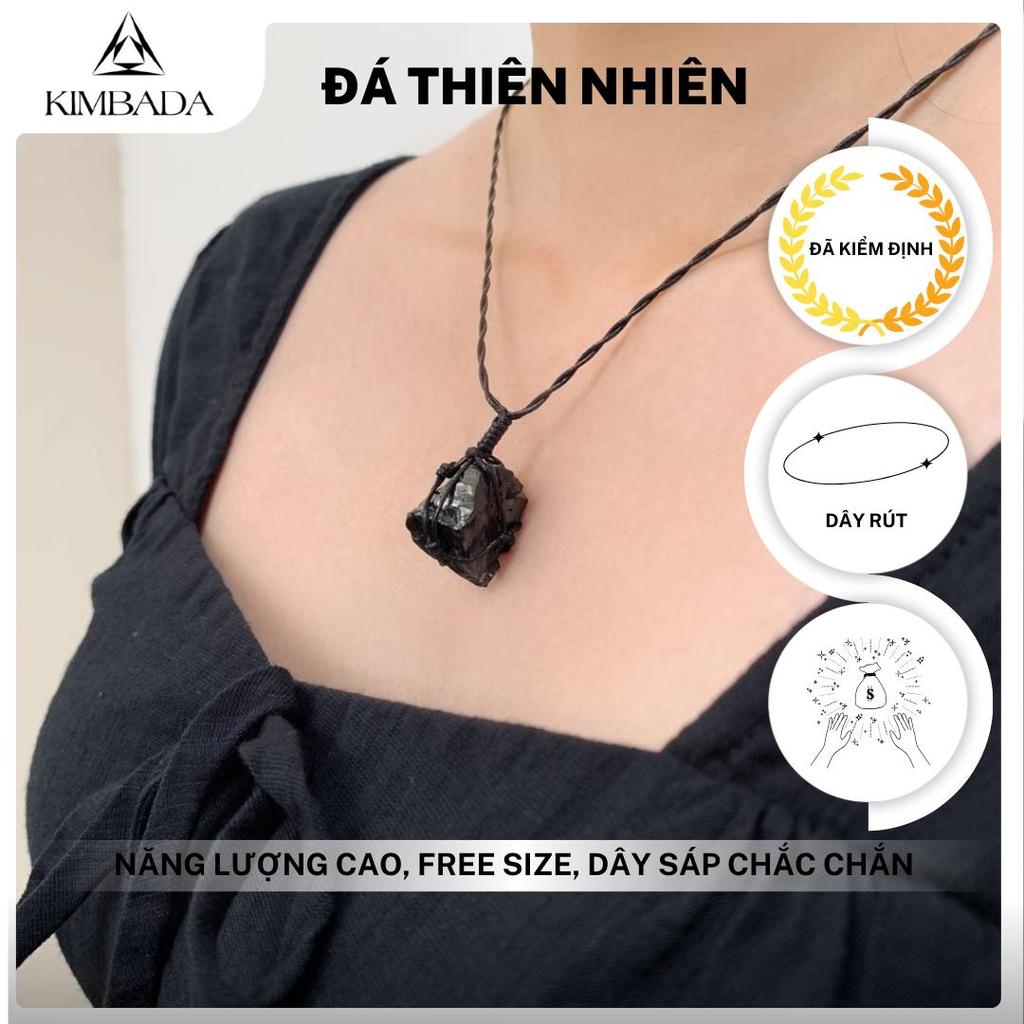 Dây chuyền đá Shungite tự nhiên Kimbada ngăn bức xạ điện từ, sóng 5G, vòng cổ đá năng lượng cao