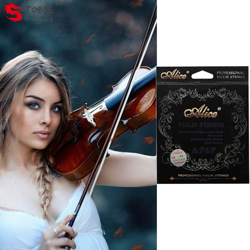 TOBIE 1 Bộ Dây Đàn Violin, 1 / 8 1 / 4 1 / 2 3 / 4 4 / 4 Nylon a747 Dây Đàn Violin, Nhạc Cụ Hợp Kim 
