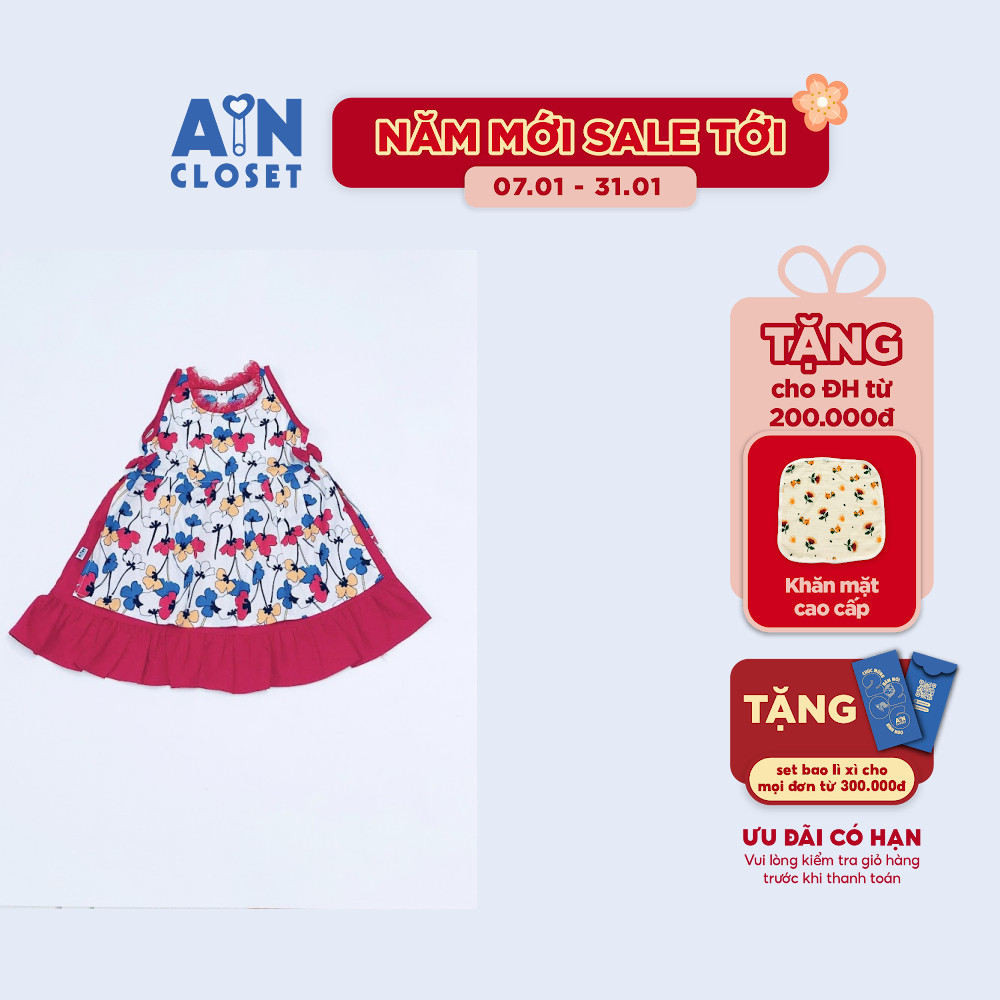 Áo dài váy bé gái họa tiết Hoa đỏ - AICDBGUFADSU - AIN Closet