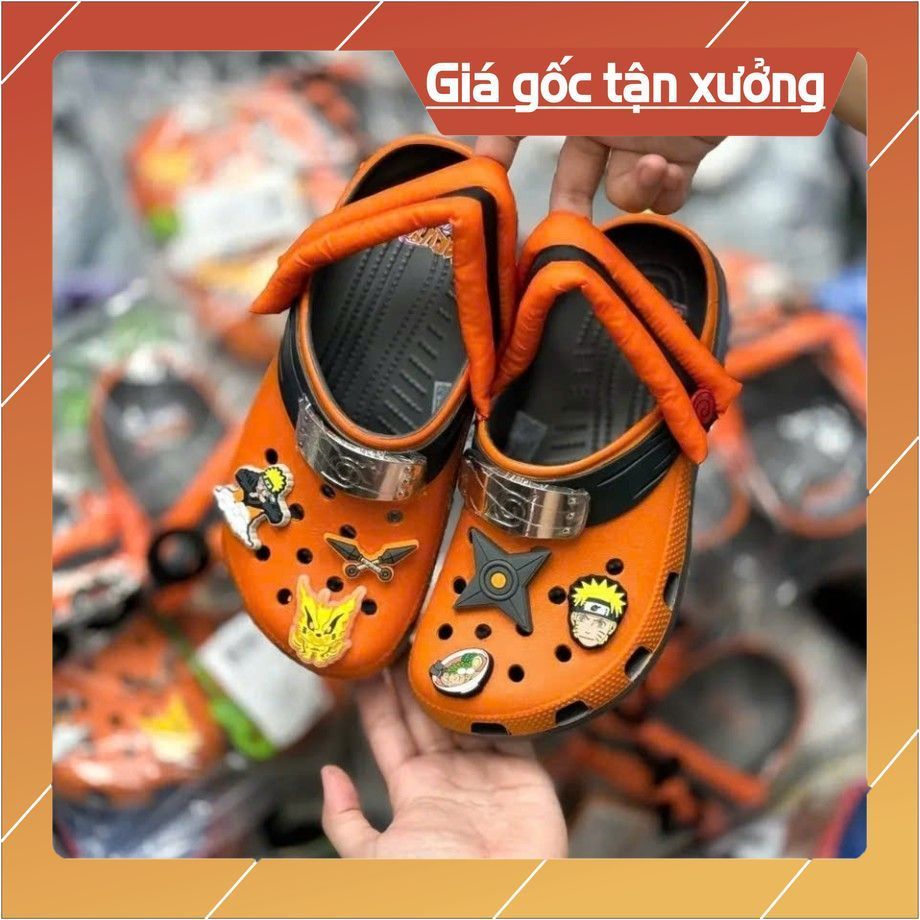 Dép_crocs Naruto Graphite màu cam cực ngầu