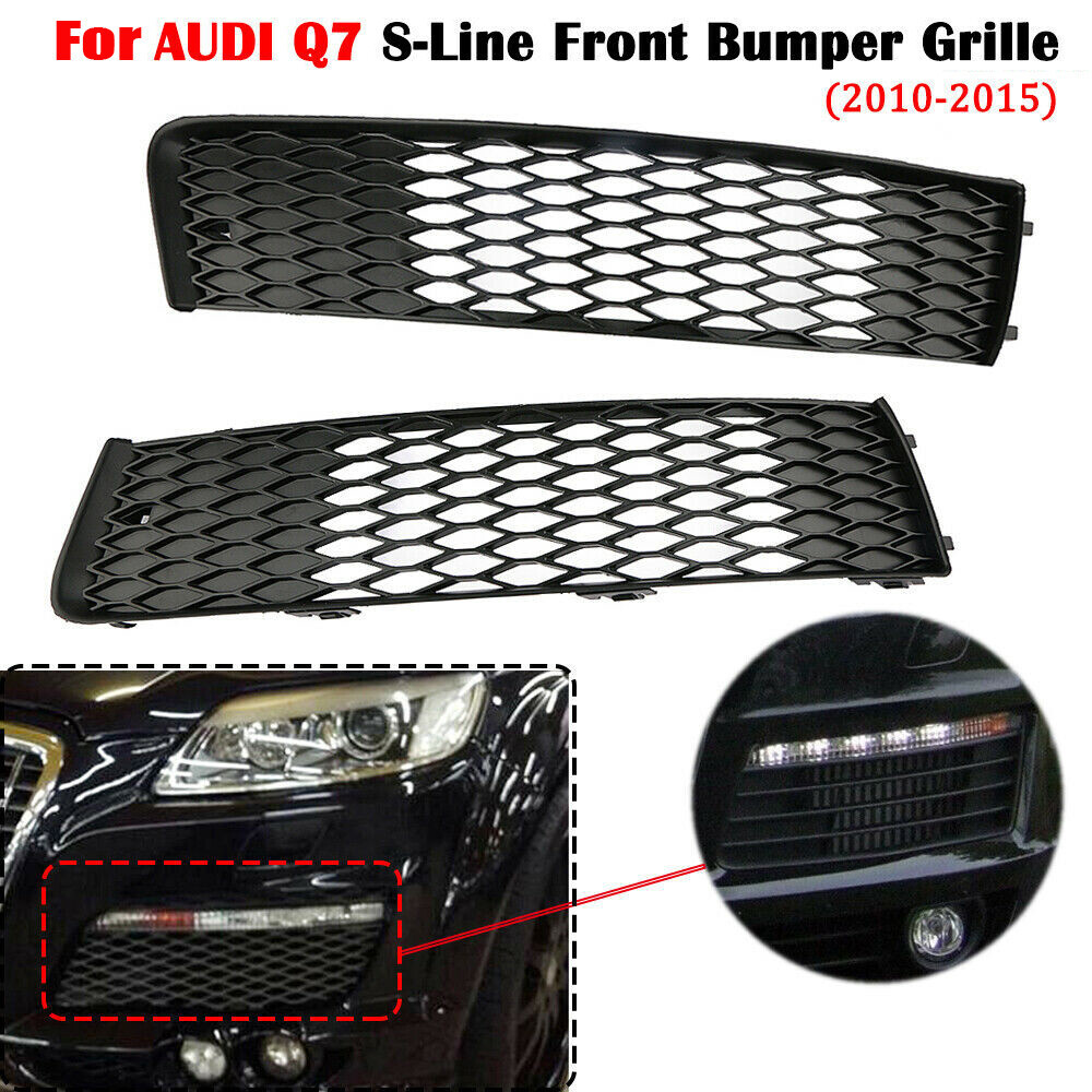 DÀNH CHO AUDI Q7 4L S-LINE 2010-2015 ĐEN BÊN Trái & Phải TRÊN TRƯỚC BUMPER GRILL