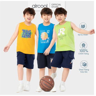 Bộ quần áo ba lỗ bé trai AIRCOOL cotton cao cấp dáng thể thao thoáng mát cho Bé-BCBT11