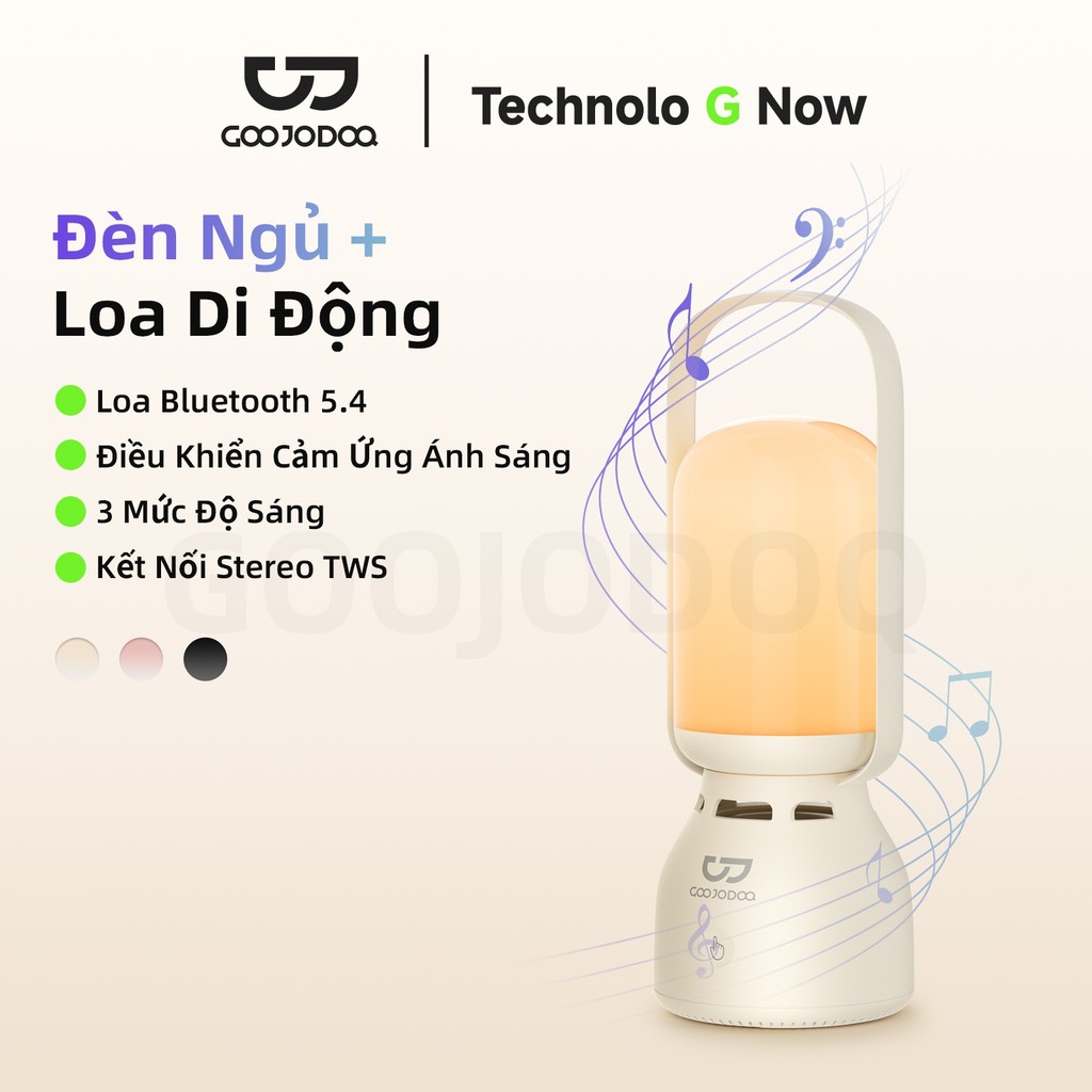 Loa Bluetooth di động 2 trong 1 kiêm đèn ngủ GOOJODOQ, đèn chiếu sáng không gian âm thanh nổi 1200mA