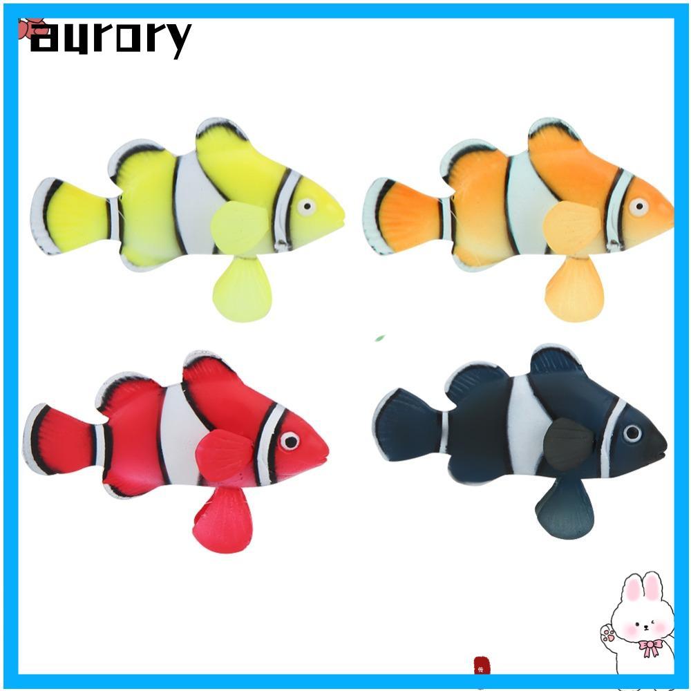 AURORY 4 Bộ Cá Hề Bionic, Silicone Tính Năng Dạ Quang Silicone Cá Bionic, Đỏ Xanh Cam Đen Phát Sáng 