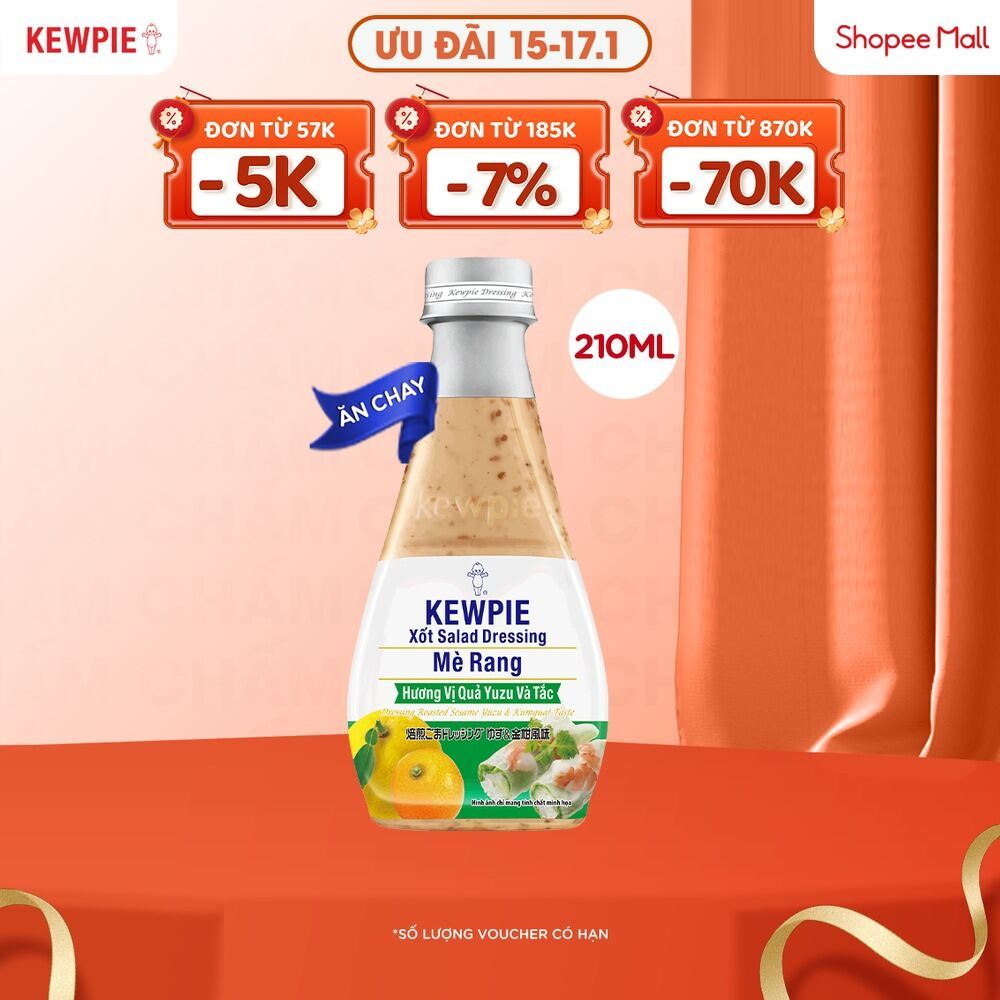 Xốt Salad Dressing Mè Rang Kewpie Hương Vị Quả Yuzu & Tắc 210ml