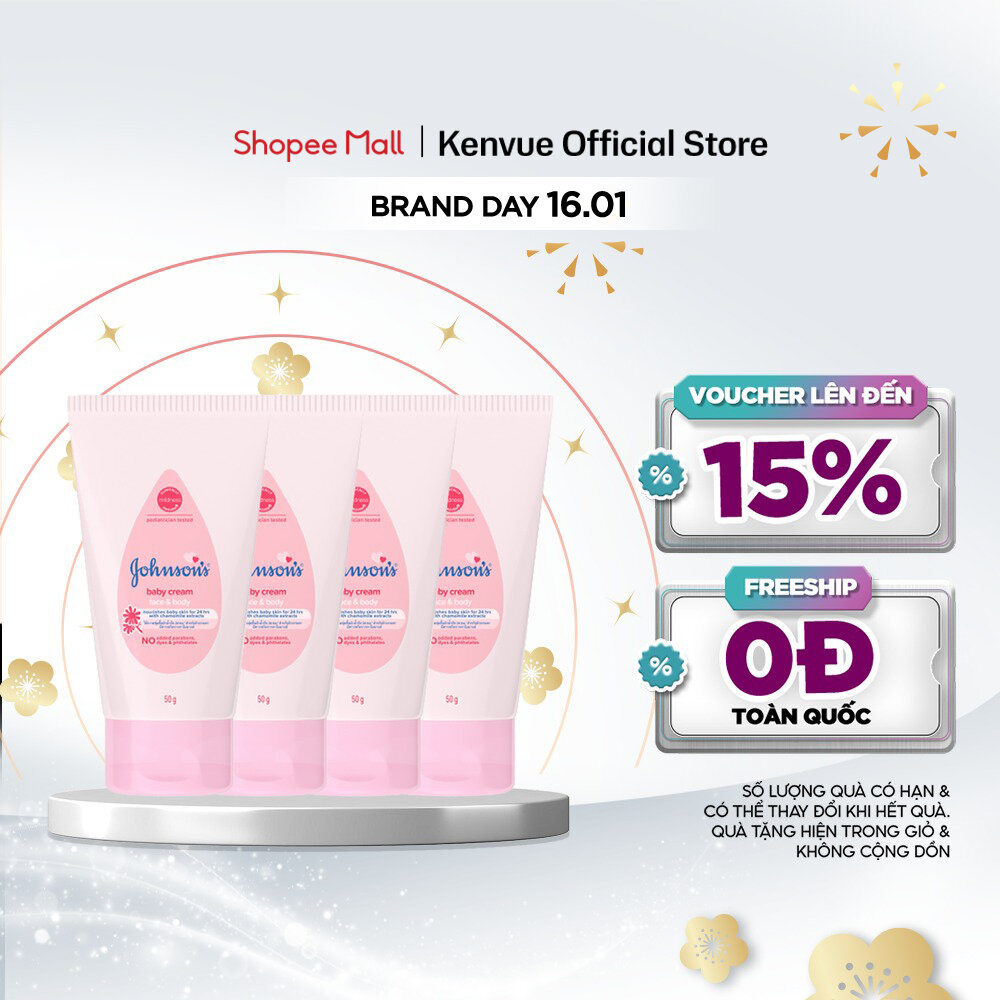 Combo 4 Kem dưỡng da chứa cúc La Mã Johnson's Baby Cream 50g