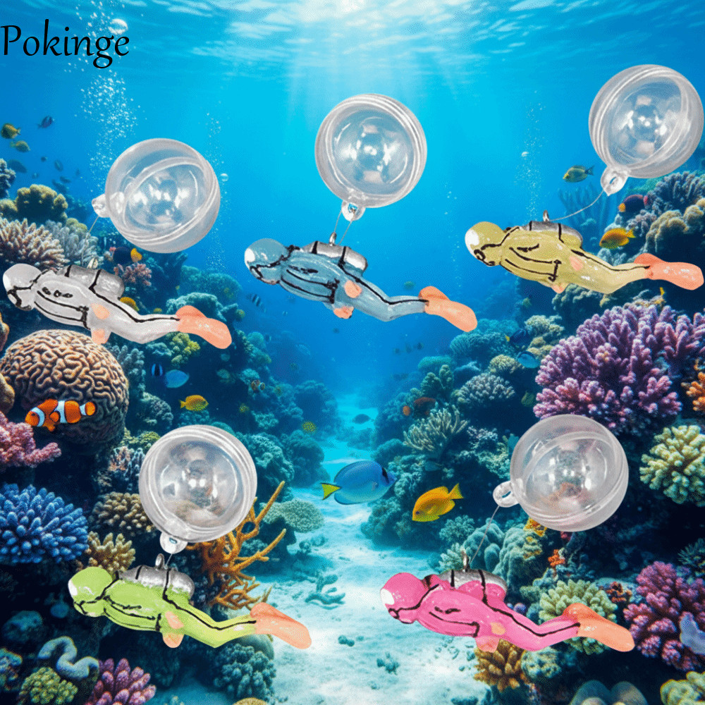 POKINGE Nhựa Nổi Diver, Dây Câu Nhựa Chất Liệu Trang Trí Bể Cá, Bóng Nổi Nhỏ Mô Phỏng Diver Cá Tính 