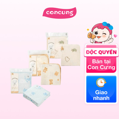 Khăn sữa xô nhăn Cotton 4 lớp Animo T2304_NBA001 (25x28cm,5 cái)