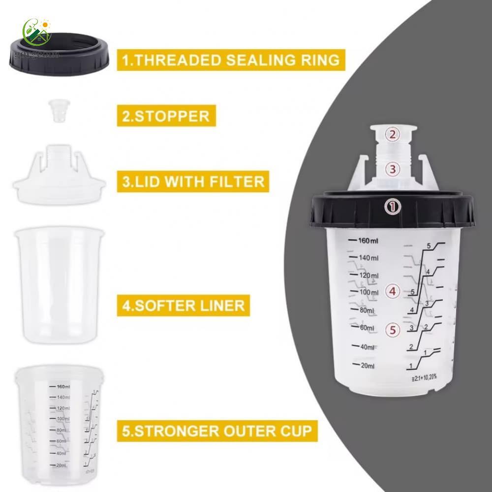 ⭐GROUS⭐Paint Spray Cup Precise Measurement Sealing Design Refillable Paint Cup