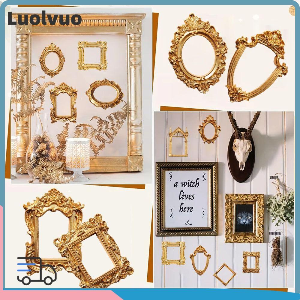LUOLVUO DIY Shadow Box Frame, DIY Mini Photo Frames, Creative Gold Wedding Photo Display Frame Quà t