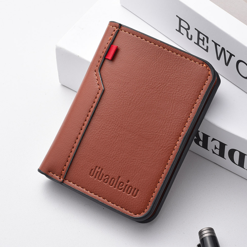 Premium In-Stock#Vertical Wallet Short Men's Wallet Men's Small Wallet Men's Dollar Clip Men's Leath