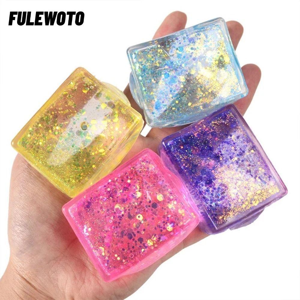 FILEWOTO Long lanh Squishy Cube, Malt Sugar Slow Rise Gel Ice Cube, Kết cấu mềm sáng tạo Giải nén Sq