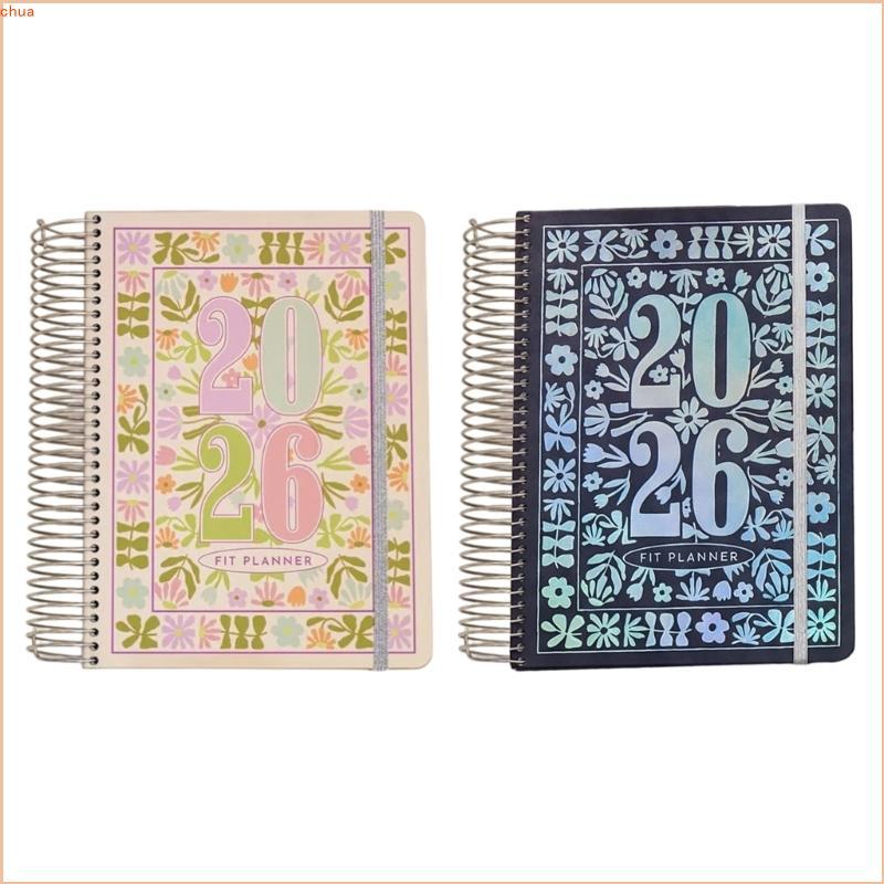 Chua 2026 Professional Fitness Planner Twin Wire Binding Daily Fitness Journal để theo dõi tập luyện