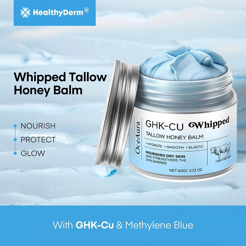 GHK-CU Peptide Beef Tallow for Skin: Blue Balm with Methylene Blue, Manuka Honey