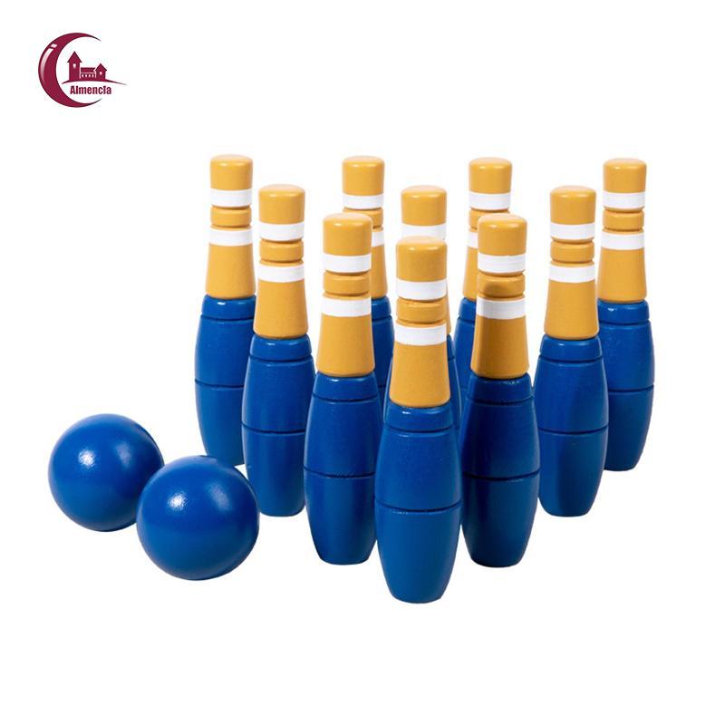 Bộ Bowling Gỗ Skittles Đồ Chơi Bowling Trò Chơi Đạo Cụ Gỗ 10 Chai Đồ Chơi Ngoài Trời