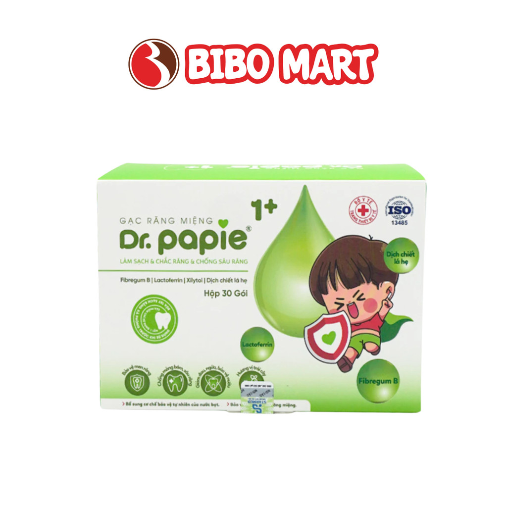 Gạc rơ lưỡi răng miệng cho bé Dr.Papie 0+, 1+ tuổi- Làm sạch răng, lưỡi, nướu, chống sâu răng