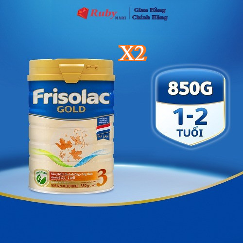 Combo 2 Lon Sữa Bột Frisolac Gold 3 850G cho bé từ 1-2 tuổi