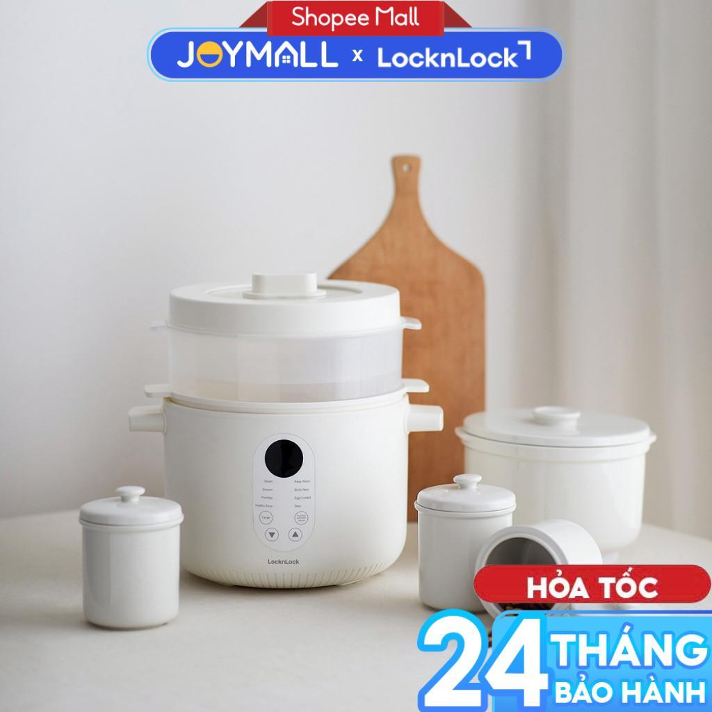 Nồi nấu chậm đa năng Locknlock Bianco EJP164IVY 2.5L , Hàng chính hãng, 4 thố sứ, giữ ấm - JoyMall