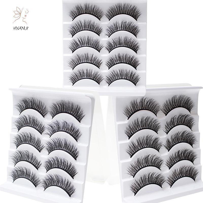 HNKMP 5 Đôi Lông Mi Giả Tự Nhiên 3D 3D Uốn Tất Cả Trận Đấu Lông Mi Uốn Mi Giả Tự Nhiên.