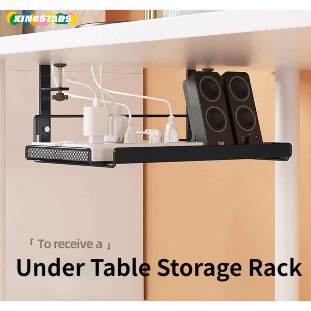 XINGSTARS Cable Organizers, Kệ lưu trữ để bàn bằng thép Khay quản lý cáp, Thời trang dưới khay để bà