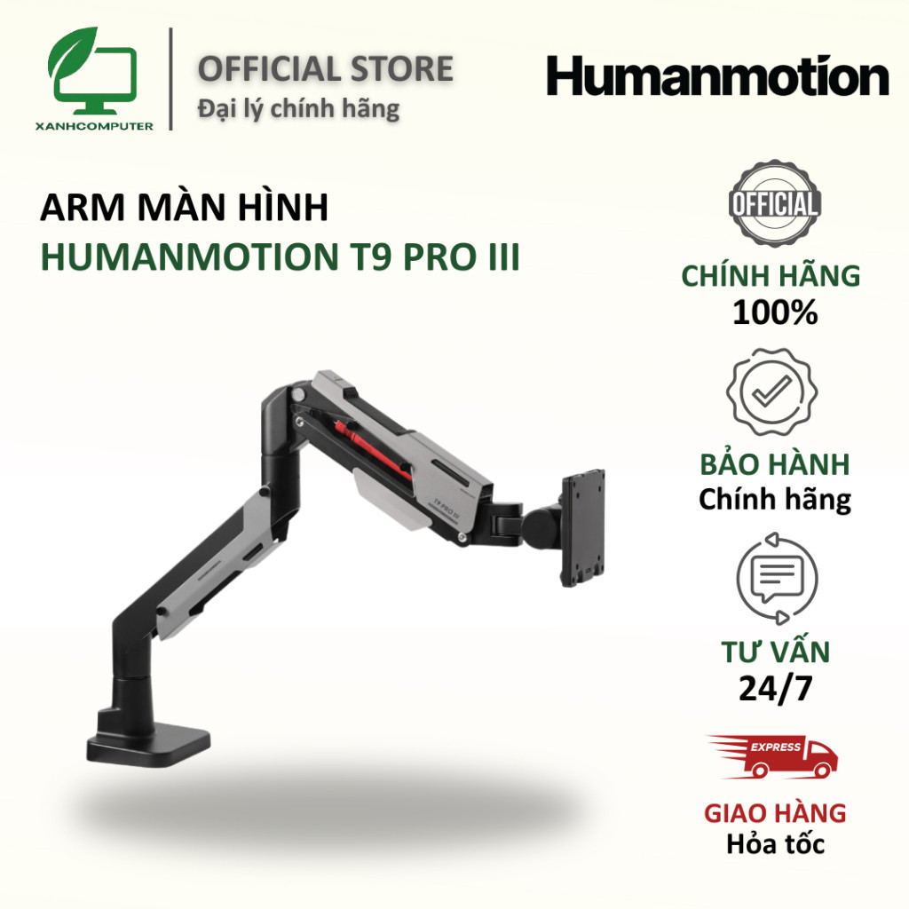 Arm màn hình Human Motion T9 Pro III - Nâng màn 24 - 57 inch Chính hãng bảo hành 2 năm