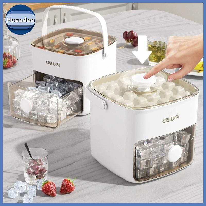 Máy làm đá Hoeaden 28 / 56-Cube có nắp bấm dễ dàng - Hai lớp, Bấm thiết kế di động, Hộp đựng đá gia dụng VN