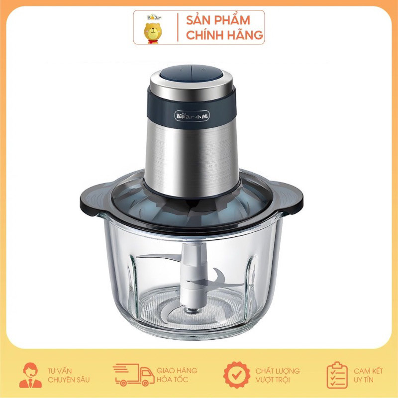Máy xay thịt đa năng 2L Bear QSJ-C03M1 cối thuỷ tinh trục dao 4 lưỡi sắc bén hàng cao cấp chính hãng ..